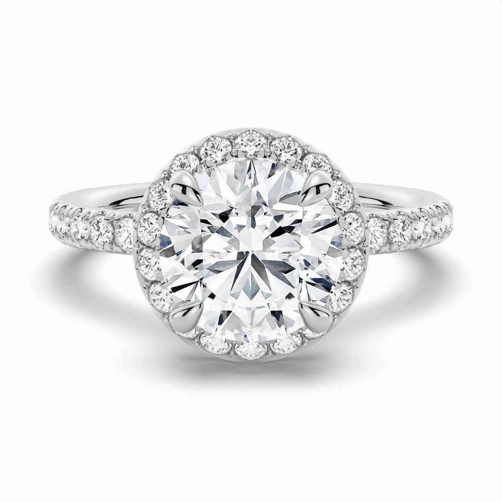 Round Brilliant Micropav?? Halo Moissanite Engagement Ring Graceful Appeal Artisan Jewelry