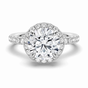 Effortless Edge Artistic Detail Round Brilliant Micropav?? Halo Moissanite Engagement Ring