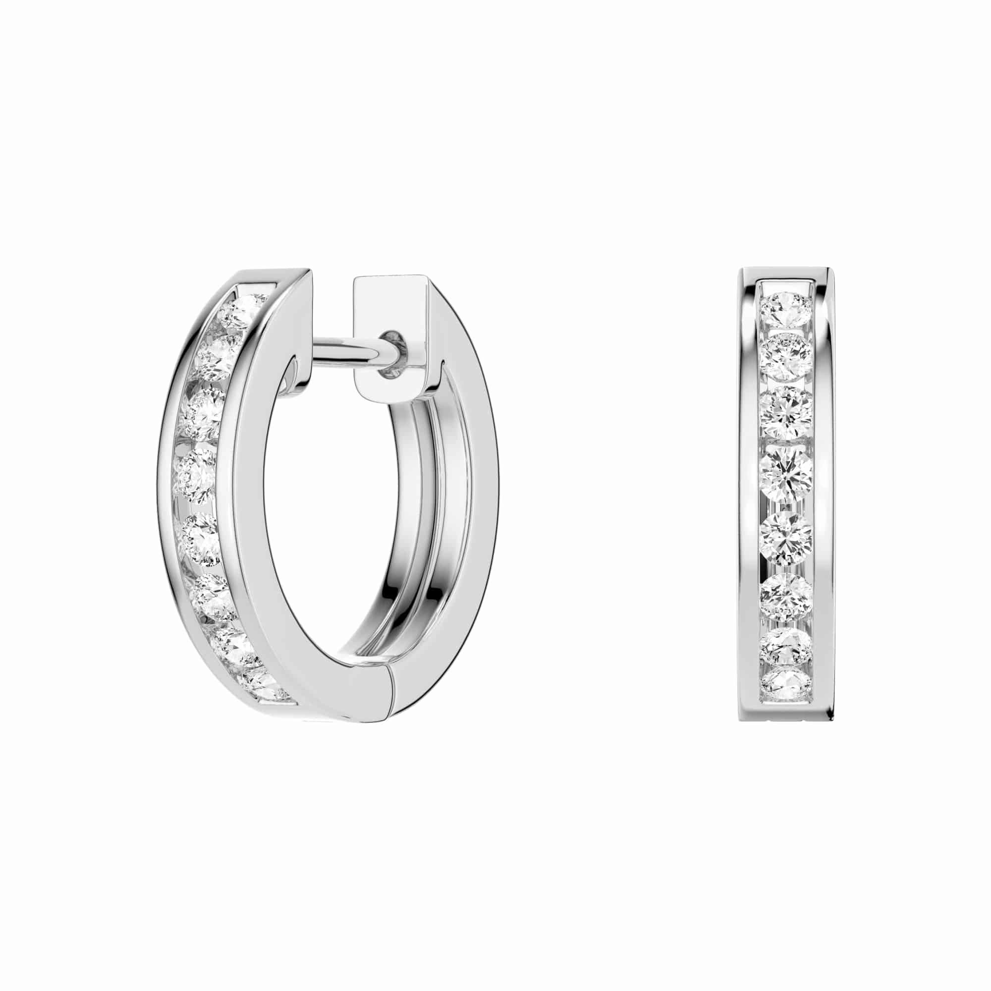 Subtle Charm Round Cut Moissanite Channel Set Hoop Earrings