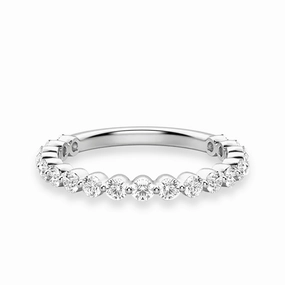 Round Cut Shared Prong Moissanite Half Eternity Band Expressive Edge