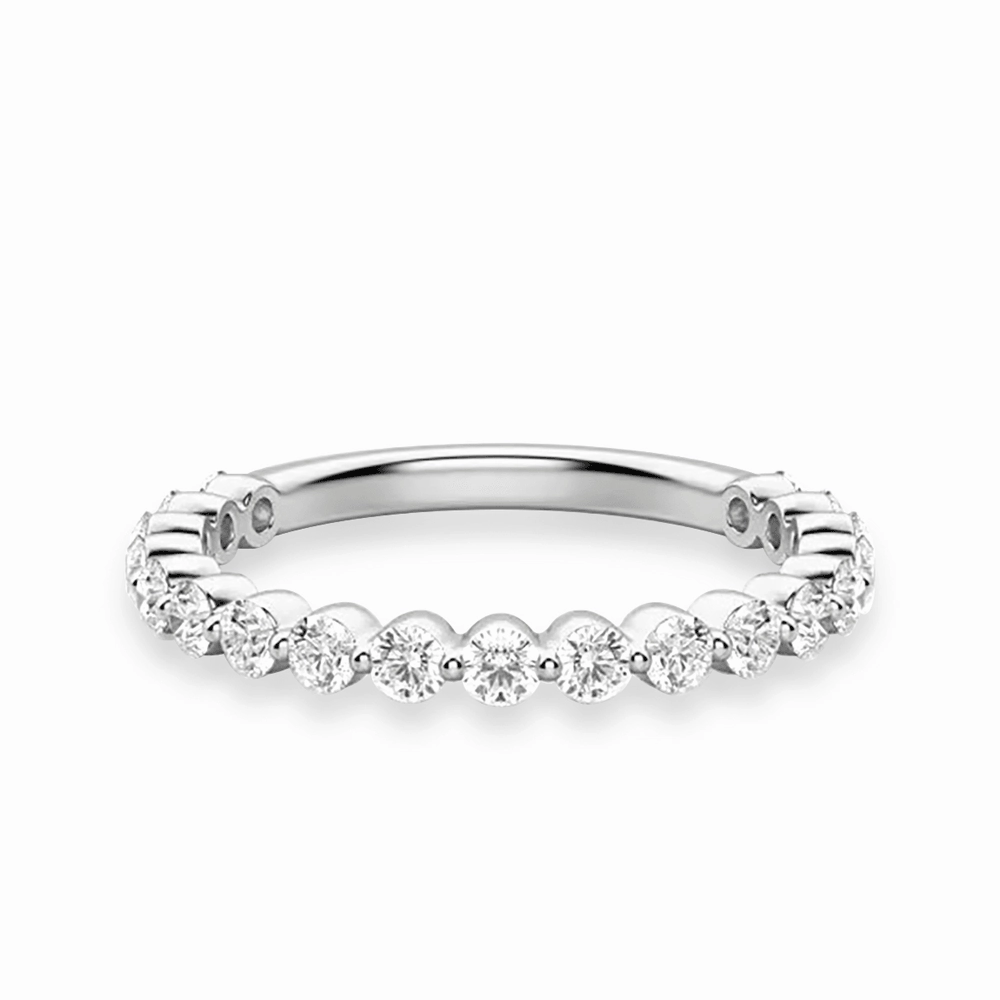 Round Cut Shared Prong Moissanite Half Eternity Band Soft Form