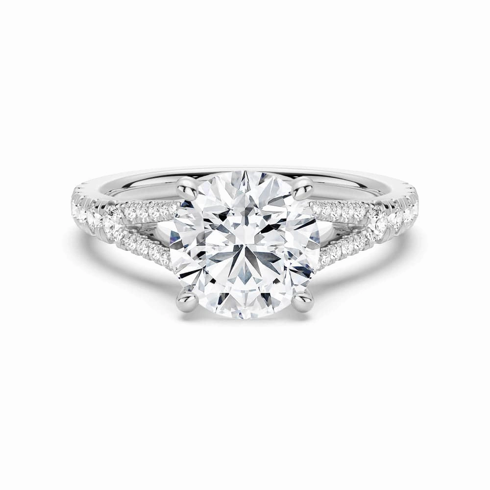 Brilliant Touch Round Cut Split Shank Moissanite Engagement Ring
