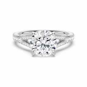 Radiant Shine Finish Beauty Touch Round Cut Split Shank Moissanite Engagement Ring