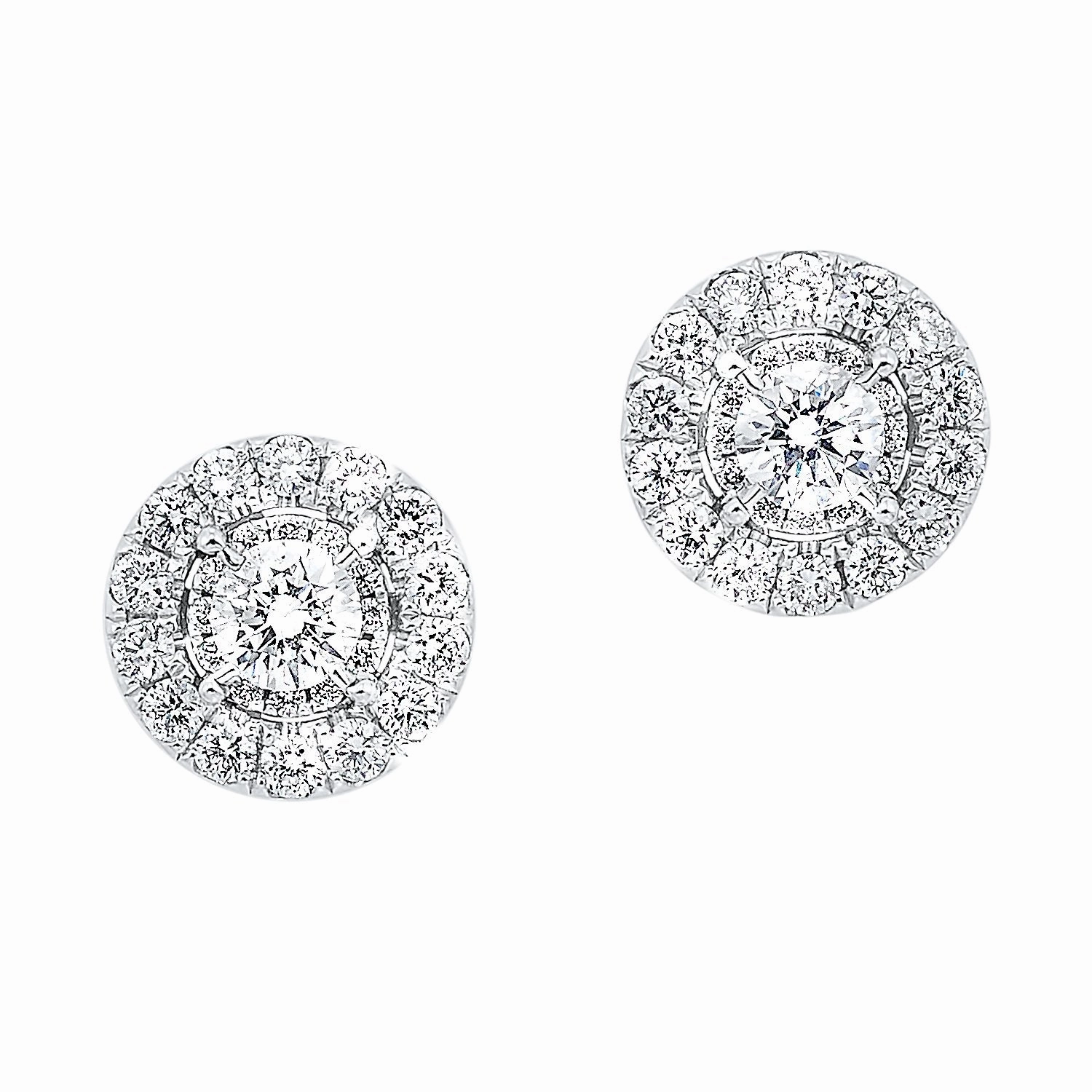 Vibrant Gifts Round Diamond Cluster Stud Earrings 1/2 Cttw 14K White Gold