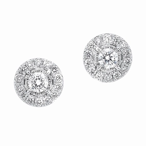 Vibrant Gifts Round Diamond Cluster Stud Earrings 1/2 Cttw 14K White Gold