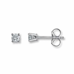 Round Diamond Stud Earrings .25cttw 14K White Gold Sparkling Edge Effortless Chic