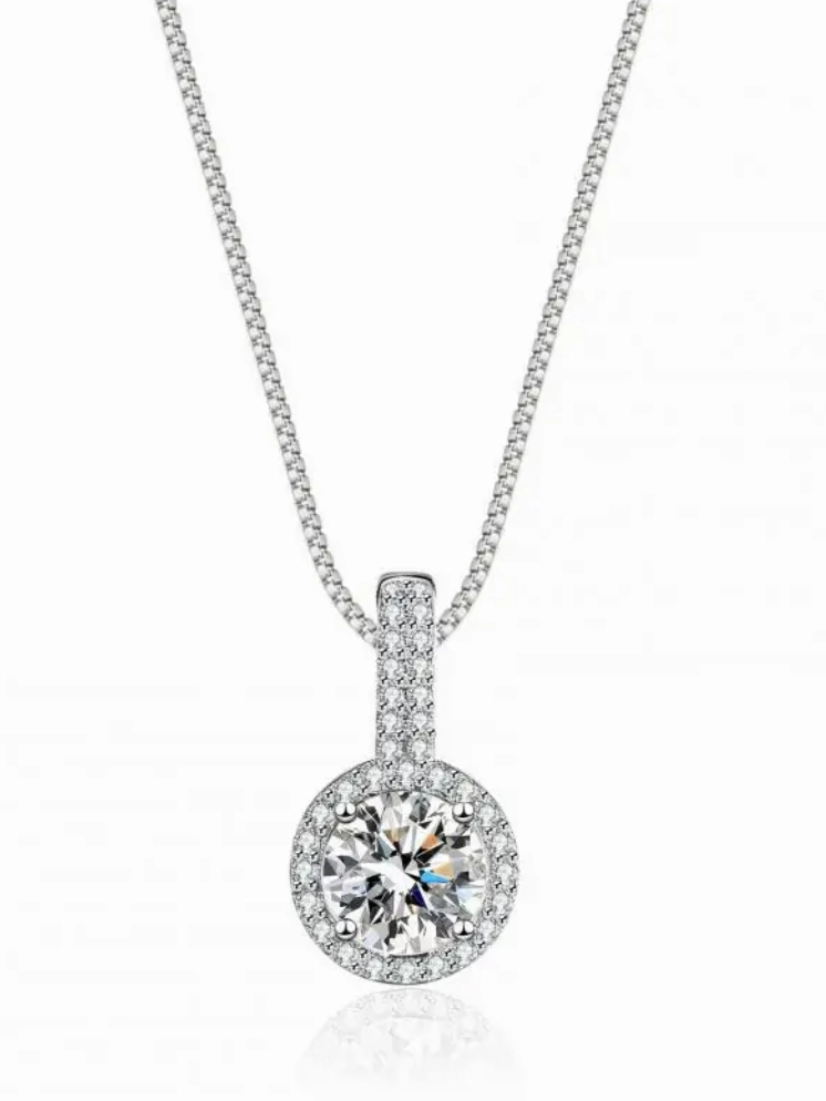 Round Halo Pendant Necklace | S925 | Moissanite For Son Premium Adornment