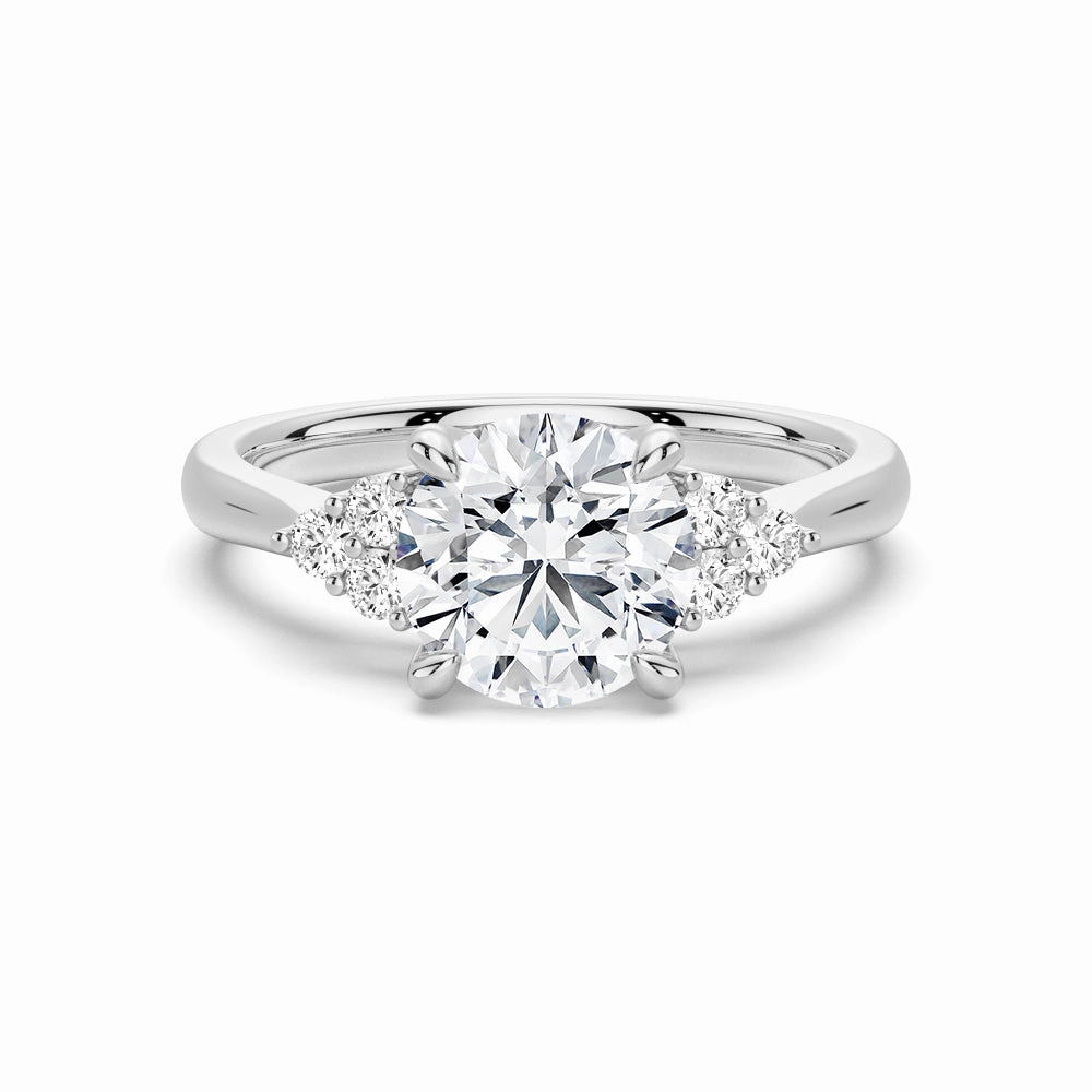 Quiet Glow Round Moissanite Promise Ring with Tapered Side Accents