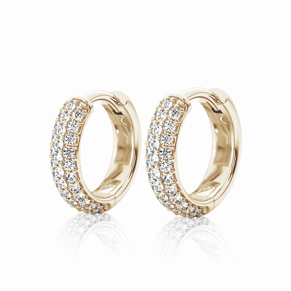 Glamorous Sparkle Precious Pieces Round Three Row Pave Hoop Earrings Pav?? Moissanite Hoop Earrings