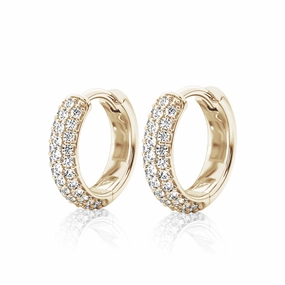 Glamorous Sparkle Precious Pieces Round Three Row Pave Hoop Earrings Pav?? Moissanite Hoop Earrings