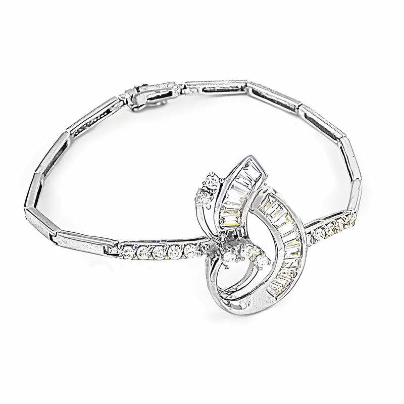 Royal Style Cubic Zirconia Silver Bracelet - Fashion CZ Gemstone Jewelry Clear Unification