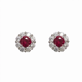 Ruby Halo Earring Studs | S925 Safe Decor Polished Item
