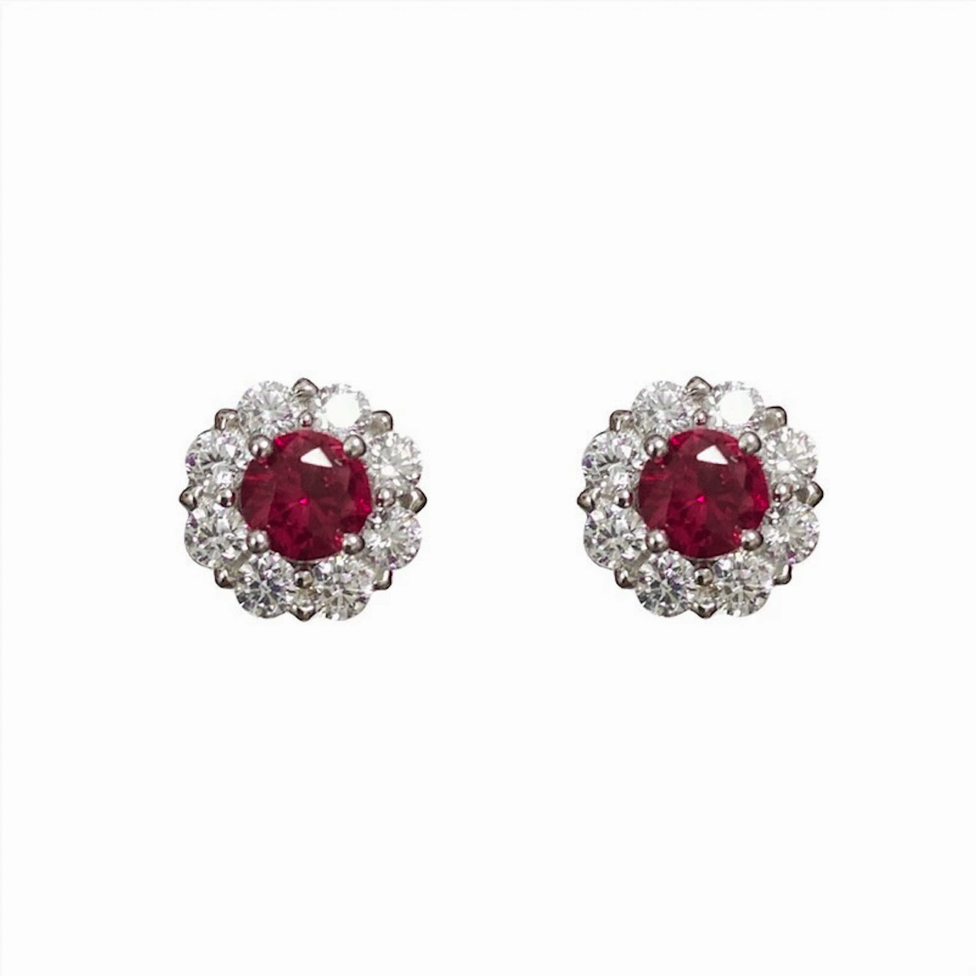 Ruby Halo Earring Studs | S925 Safe Decor Polished Item