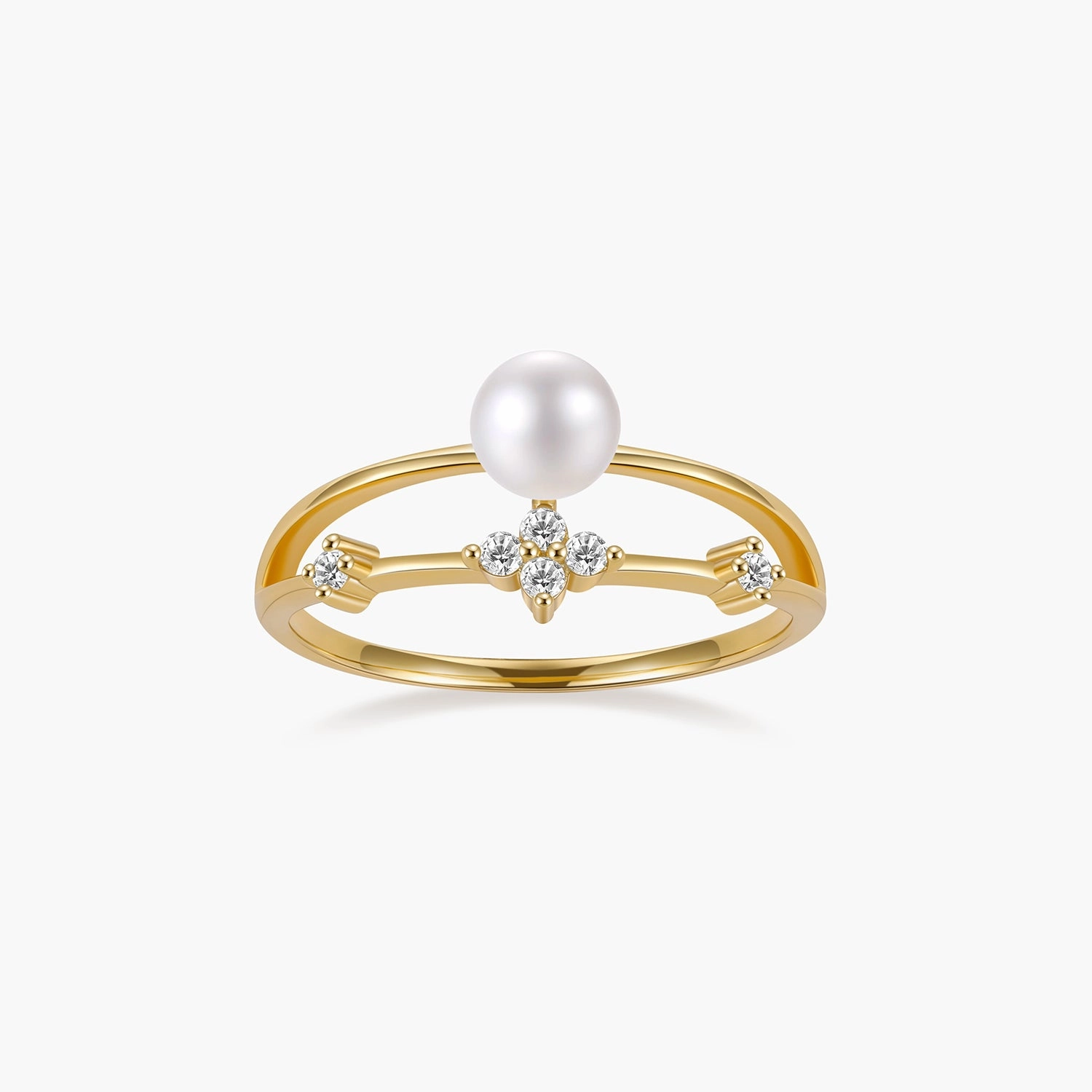S925 Dual Layered Freshwater Pearl Ring Sleek Look Chic Glimmer