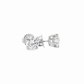 14K White Gold Diamond Solitaire Stud Earrings - 2.00 Carat Secure Detail Festive Decoration