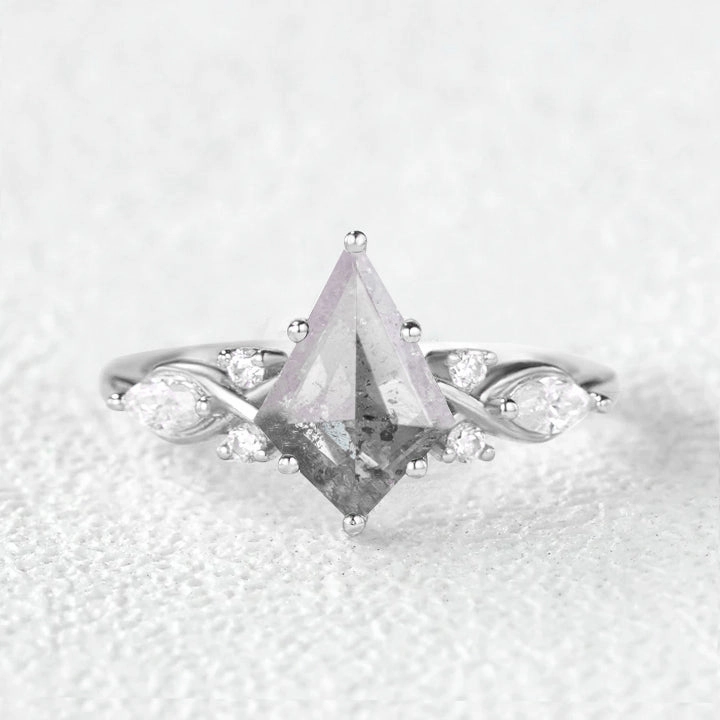 Salt and Pepper Diamonds Infinity Stacking Engagement Ring Perfect Layer Trendy Feel