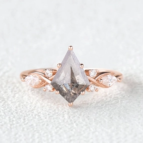 Salt and Pepper Diamonds Infinity Stacking Engagement Ring Silk Finish