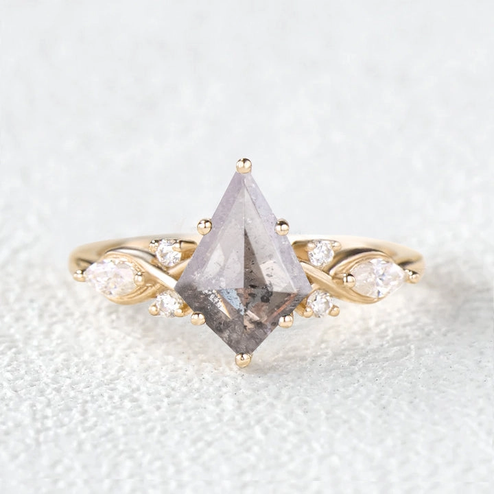 Vibrant Design Luxury Form Salt and Pepper Diamonds Infinity Stacking Engagement Ring