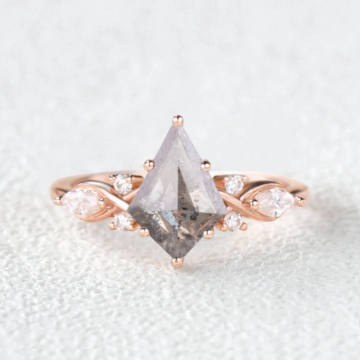 Salt and Pepper Diamonds Infinity Stacking Engagement Ring Silk Finish