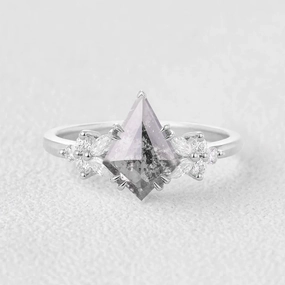 Salt and Pepper Diamonds White Gold Engagement Ring Understated Form Glamorous Detail