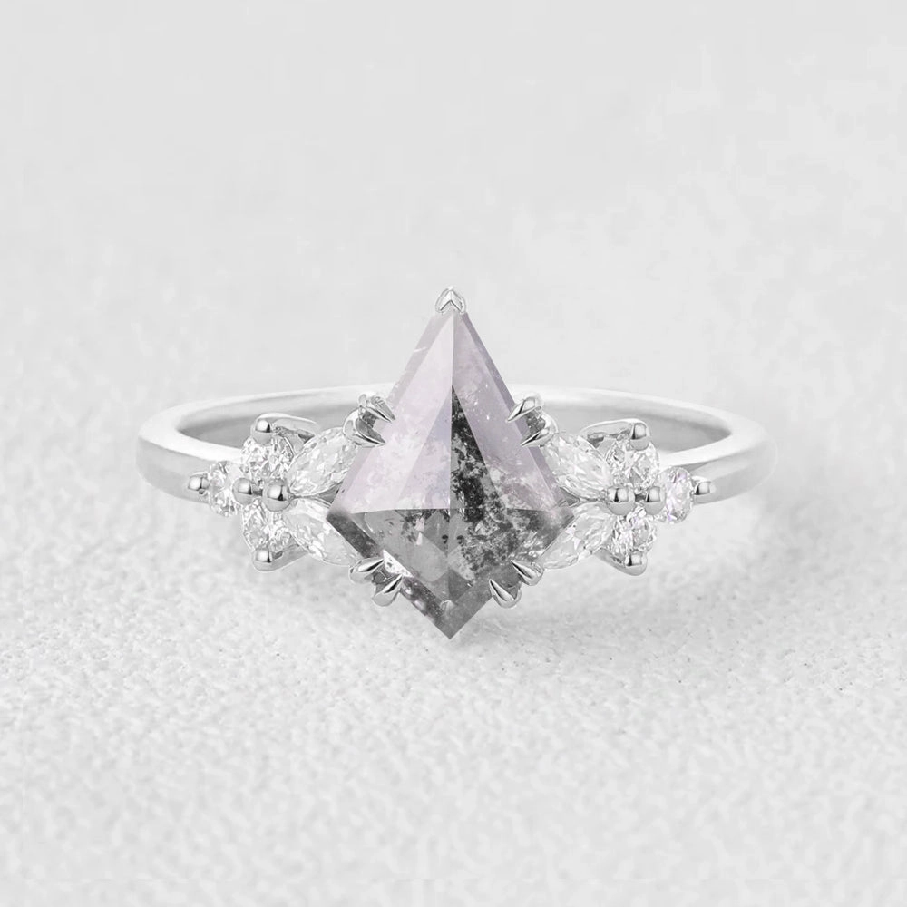 Salt and Pepper Diamonds White Gold Engagement Ring Elegant Gifts Classic Vibe