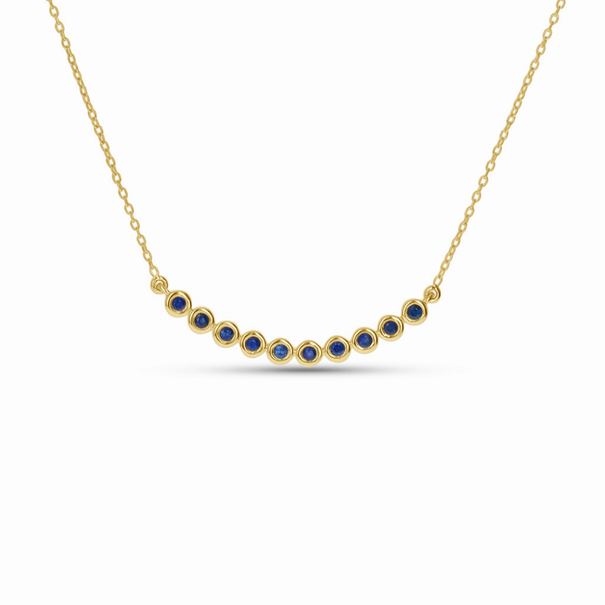 Finest Finish Sapphire Curved Bar Necklace