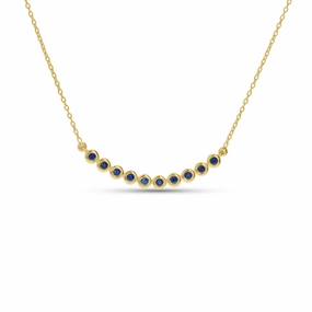 Finest Finish Sapphire Curved Bar Necklace