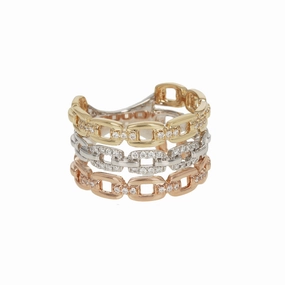 Triple Chain Link Diamond Ring Fashionable Detail Fashion Gift