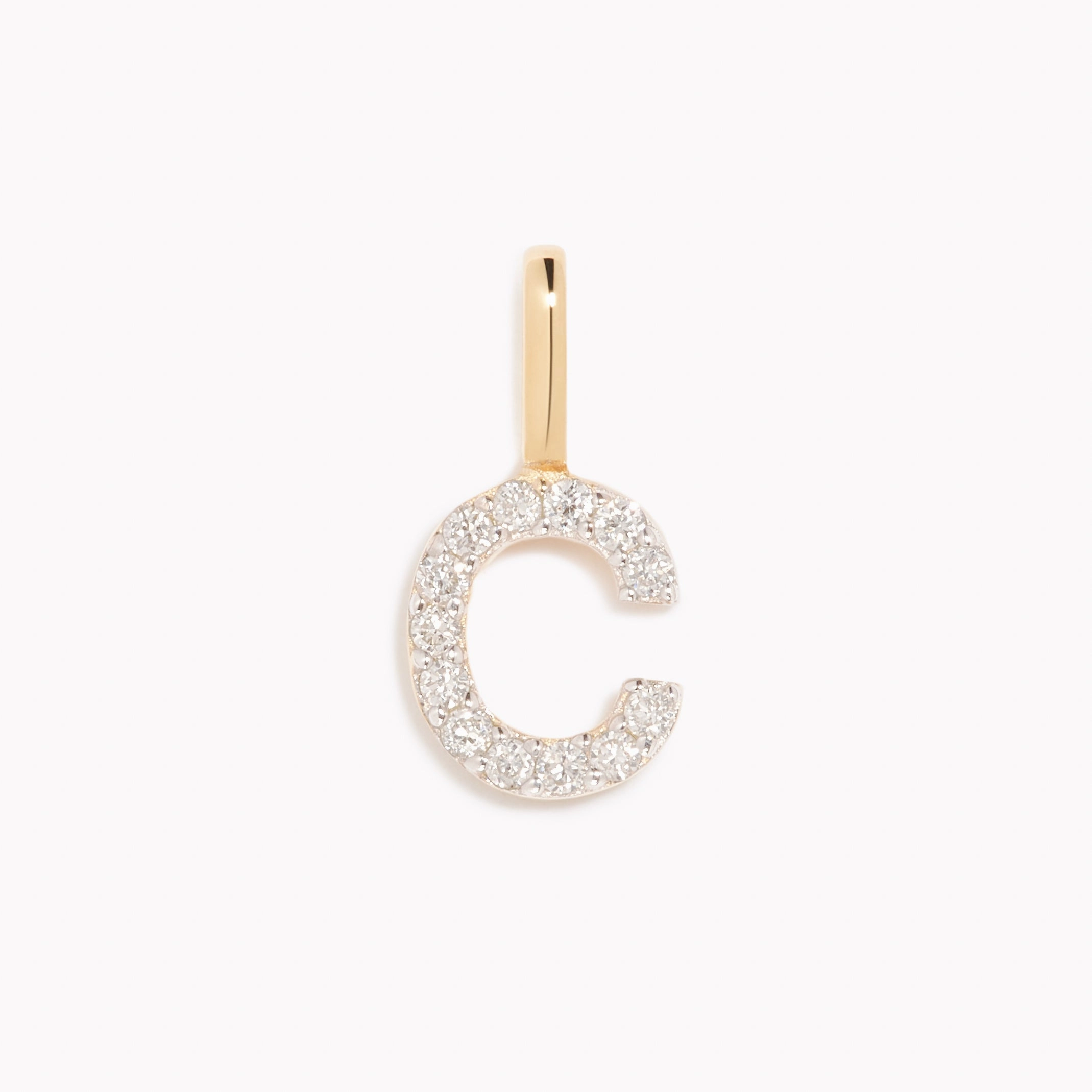 Home Style Diamond Initial Pendant 14k Gold - C