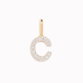 Home Style Diamond Initial Pendant 14k Gold - C