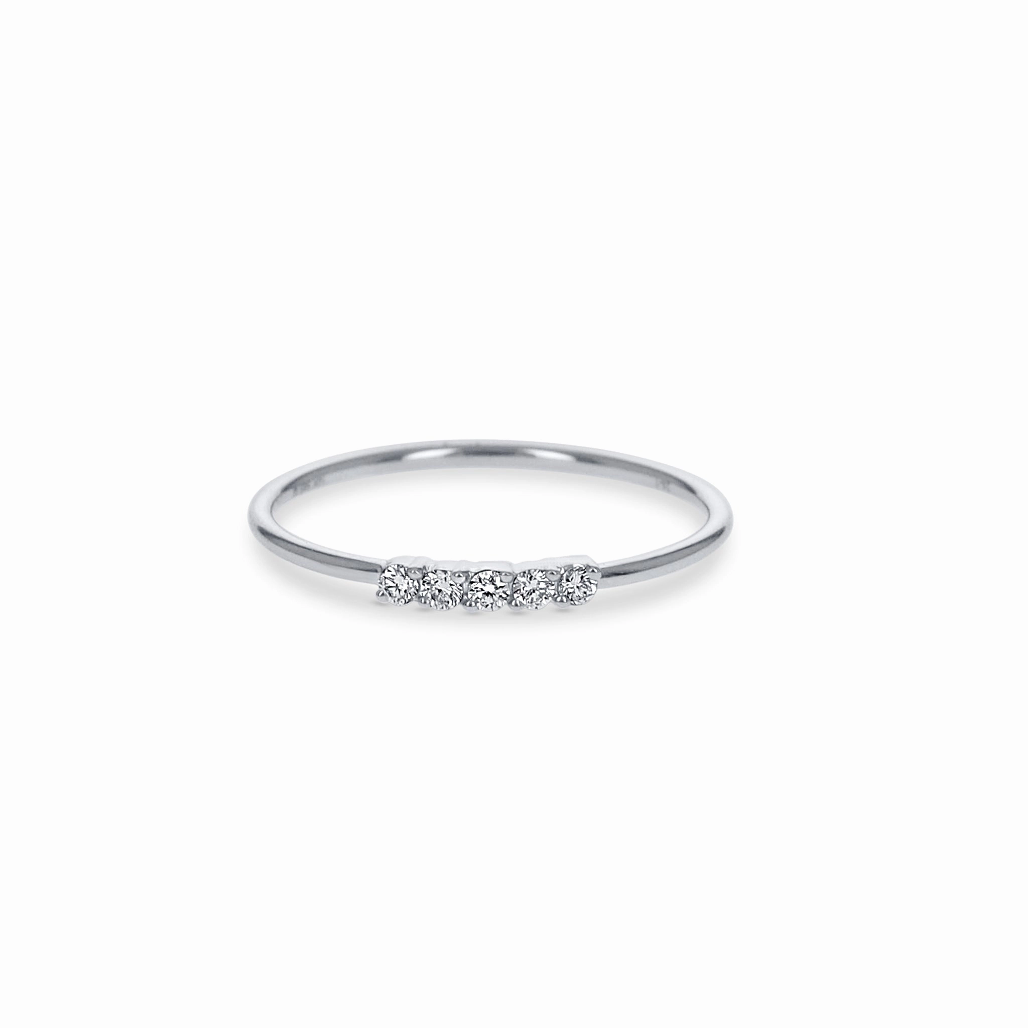 Petite White Gold Diamond Ring Precious Finish
