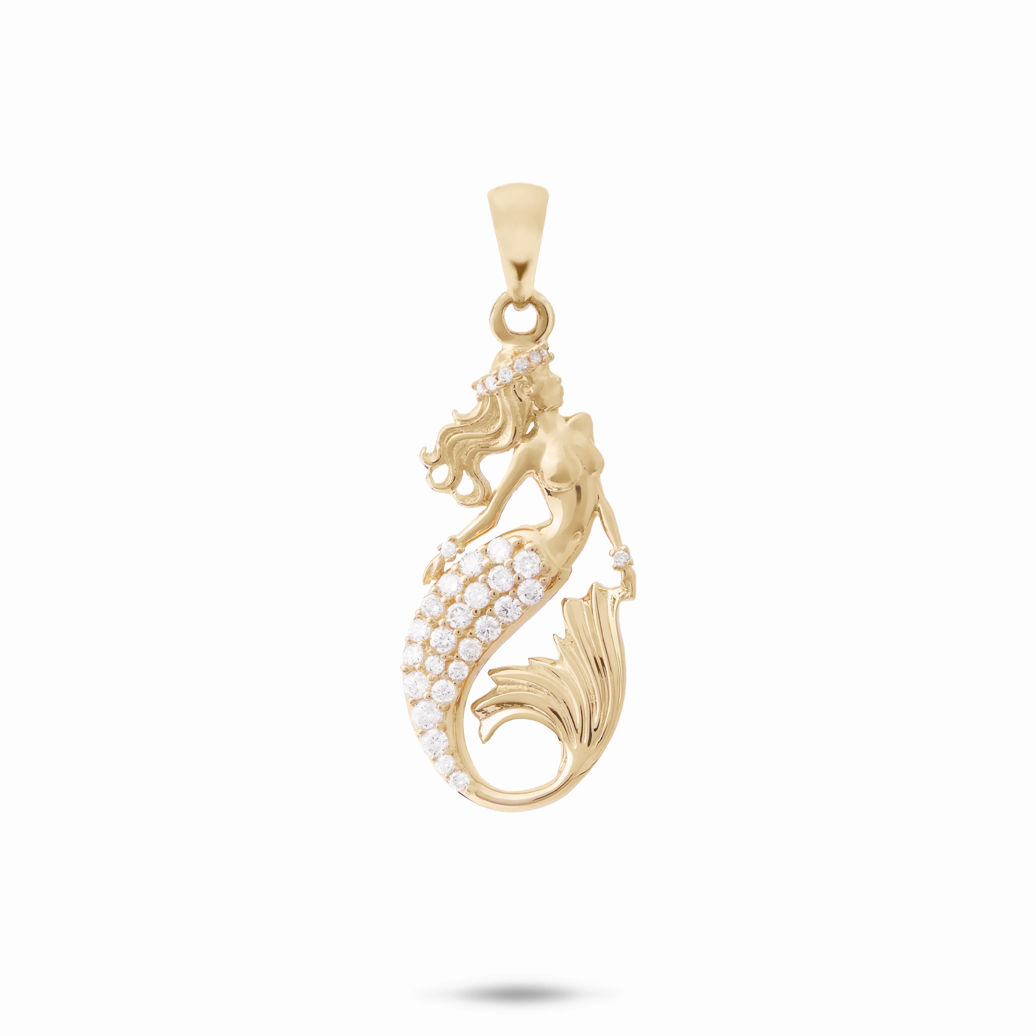 Glittering Details Date Fit Sealife Mermaid Pendant in Gold with Diamonds - 24mm
