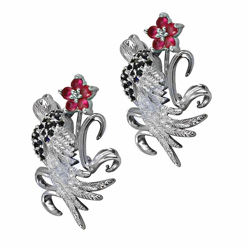 Stunning Bird Style Pink CZ Silver Earrings by InkZirconia Stylish Product