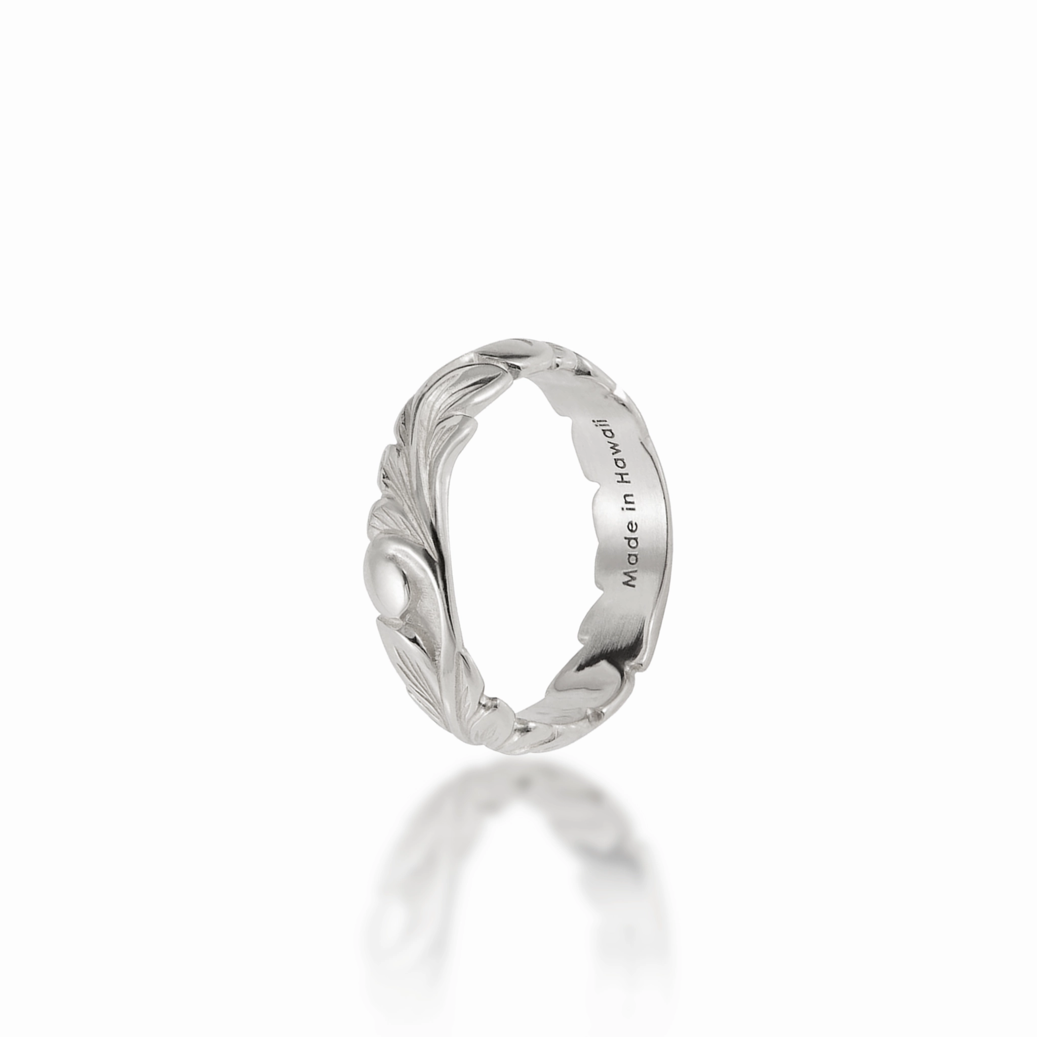 Inspired Style Hawaiian Heirloom Old English Scroll Ring in White Gold - 4.5mm