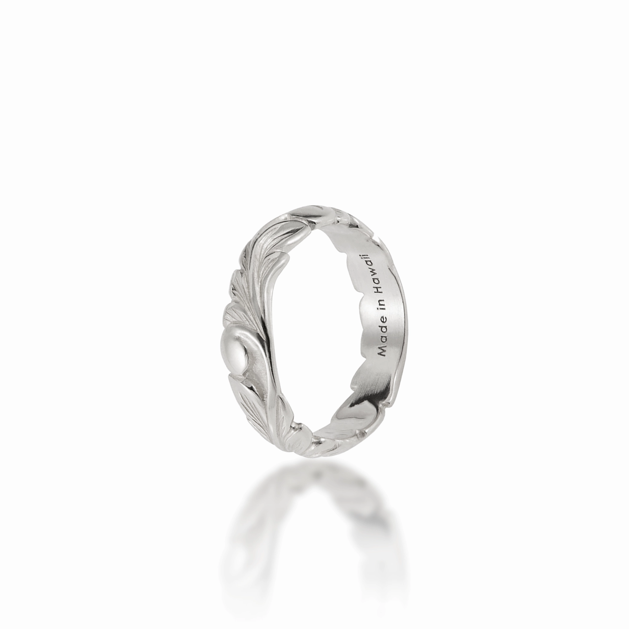 Hawaiian Heirloom Old English Scroll Ring in White Gold - 4.5mm Fashion Mood Artistic Work
