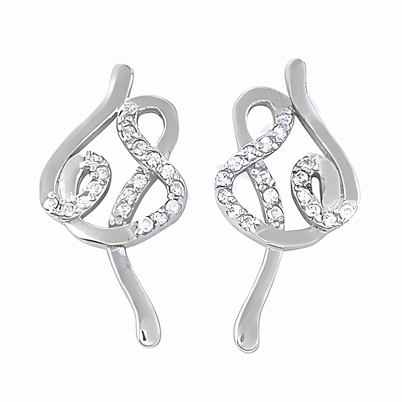 Luxury Silver Stud Earrings with Cubic Zirconia Gemstones - Hot New Arrivals sophisticated appearance Modernist Decoration