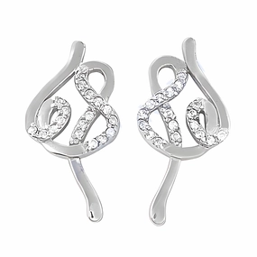 Luxury Silver Stud Earrings with Cubic Zirconia Gemstones - Hot New Arrivals sophisticated appearance Modernist Decoration