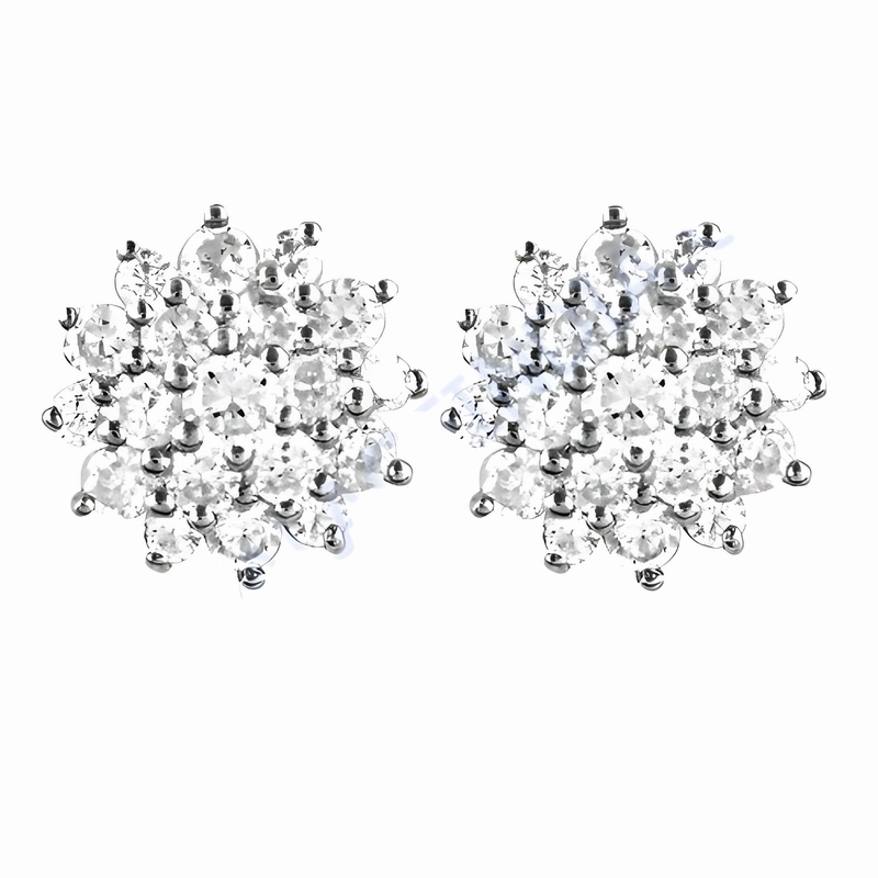 Famous Style Cubic Zirconia Gemstone Silver Stud Earrings - Best Sparkling Jewelry Striking Trinket