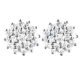 Famous Style Cubic Zirconia Gemstone Silver Stud Earrings - Best Sparkling Jewelry Striking Trinket
