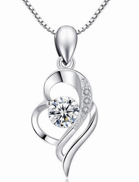 Youth fashion Swirling Heart Pendant Necklace | S925 | Moissanite