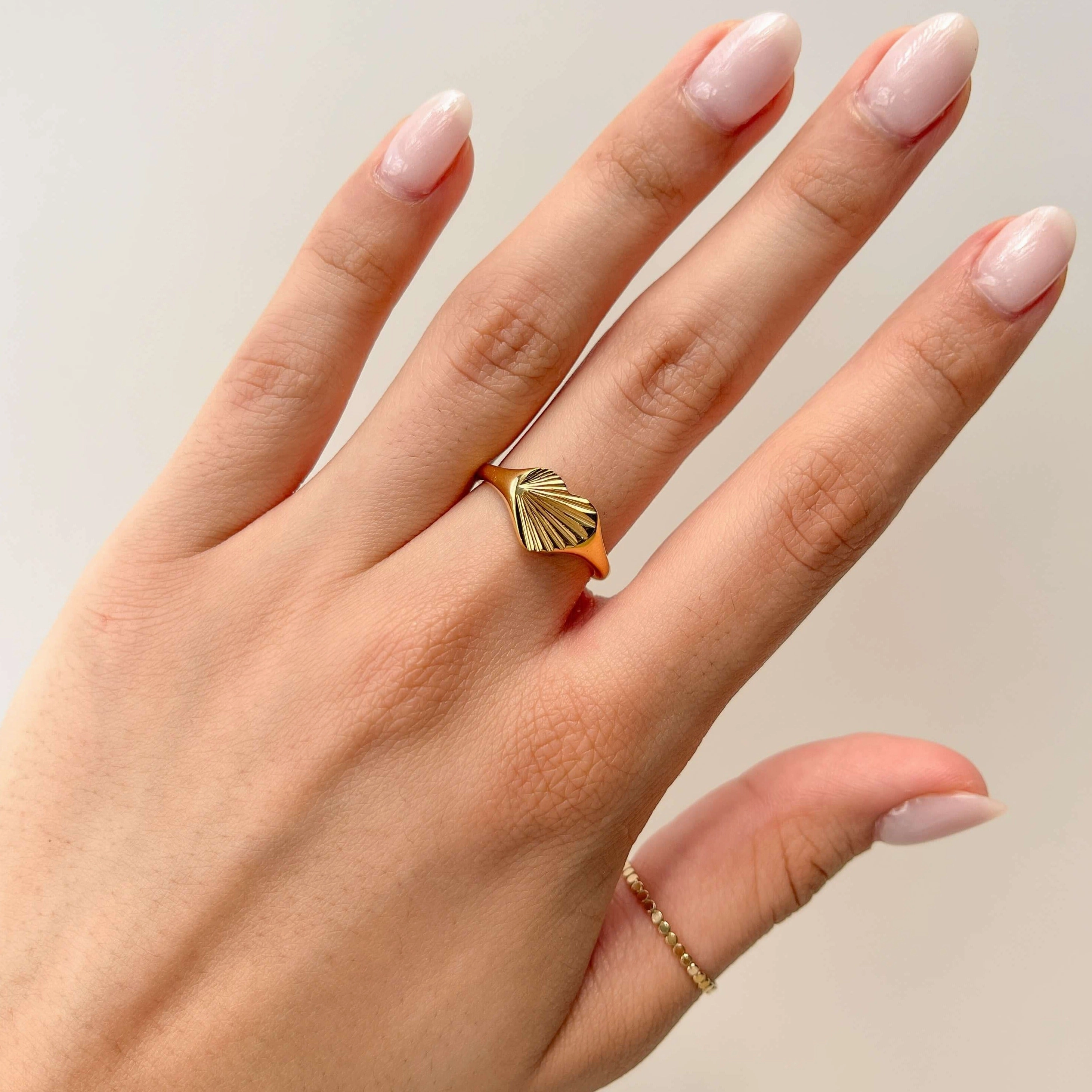 Low key style Lightweight Art SELF LOVE HEART SIGNET RING