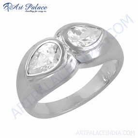 Meaningful Art Stunning Shiny Cubic Zirconia Gemstone Silver Ring - Elegant Jewelry