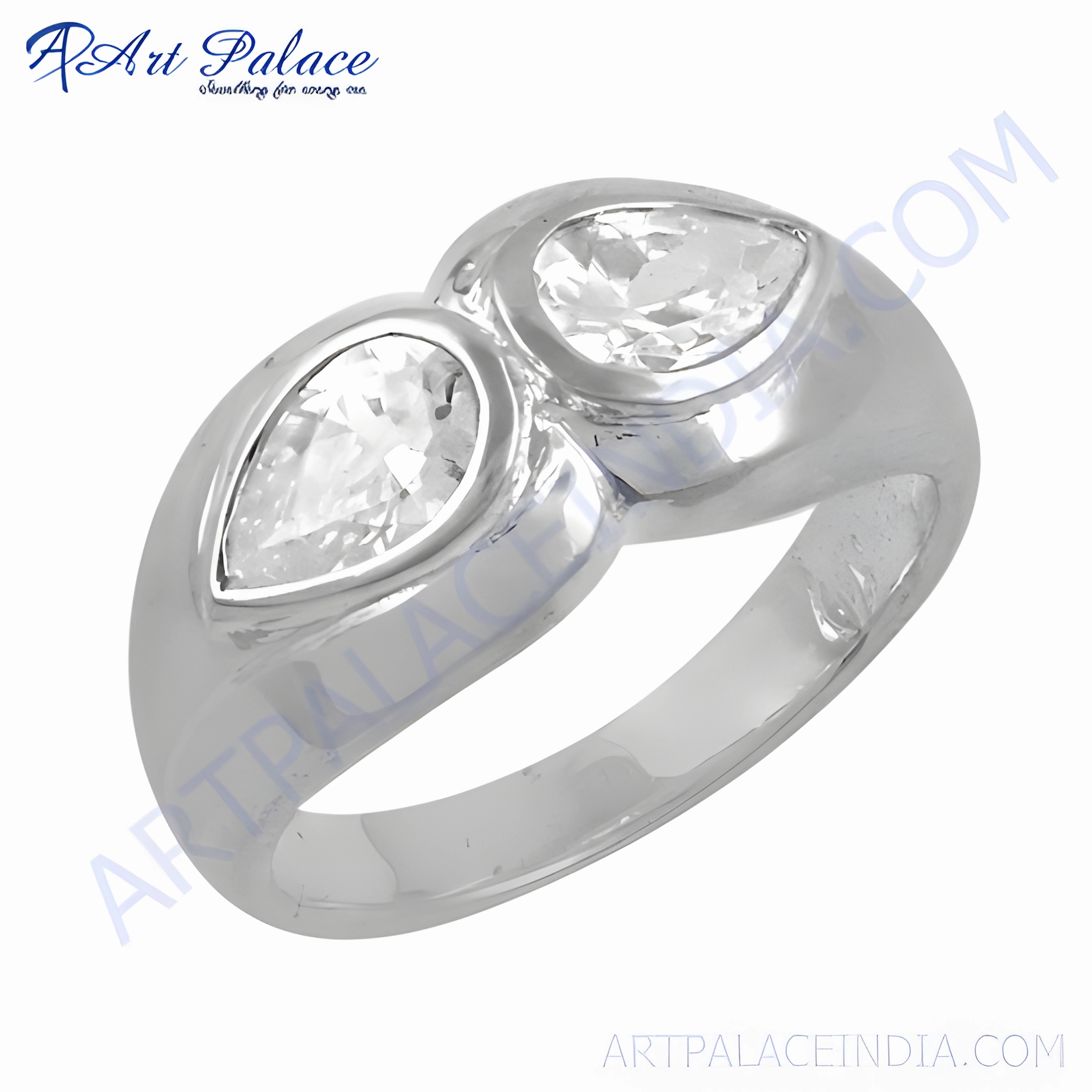 Meaningful Art Stunning Shiny Cubic Zirconia Gemstone Silver Ring - Elegant Jewelry