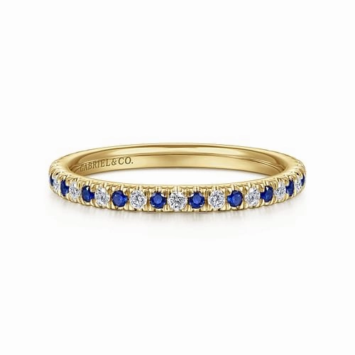 14K Yellow Gold Sapphire and Diamond Stackable Ring Favorite Accessory