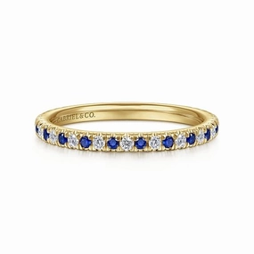 14K Yellow Gold Sapphire and Diamond Stackable Ring Favorite Accessory