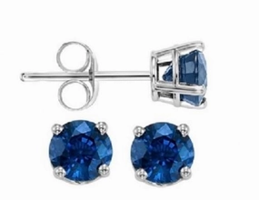 Soft Glam Handcrafted Feel September Birthstone Sapphire Earrings 14K White Gold 3mm