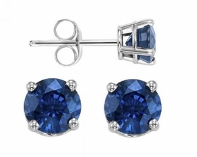 Refined Pieces September Birthstone Sapphire Earrings 14K White Gold 5mm