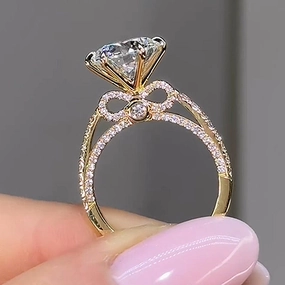 Bold Lines Charming Pieces Design Louily Moissanite Bow Base Design 2.0 Carat Engagement Ring