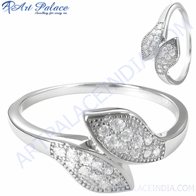 Stunning 925 Sterling Silver CZ Fancy Shape Engagement Ring - Artisan & Certified CZ Rings Lightweight Adornment Graceful Look