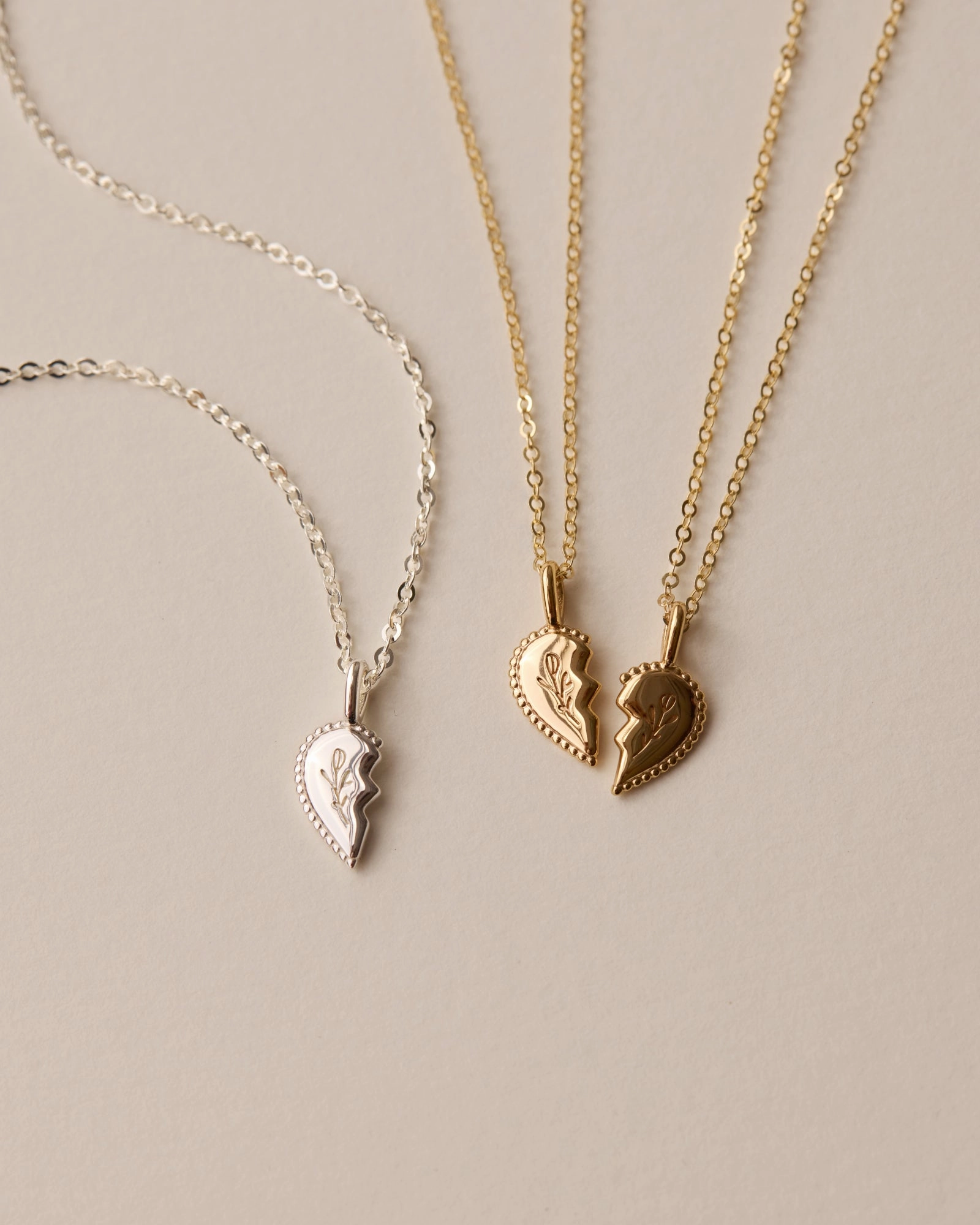 Shared Heart Necklace Sleek Detail